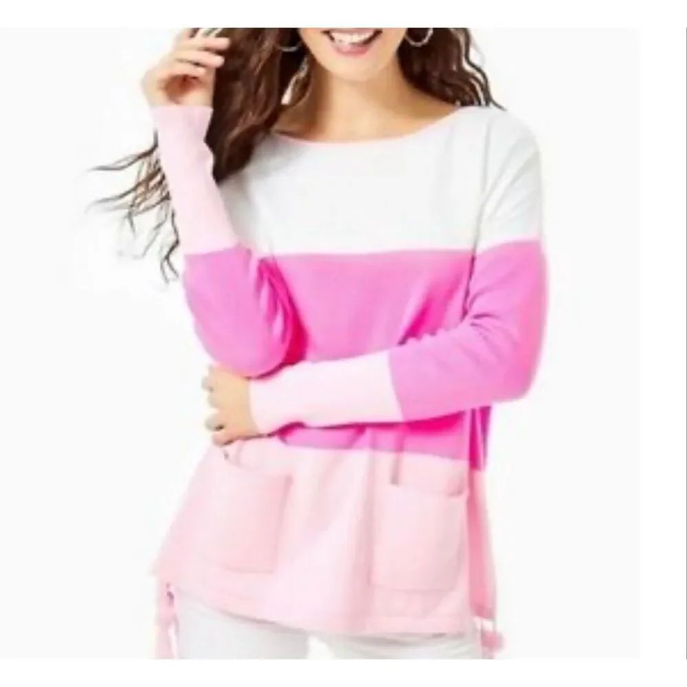 Lilly Pulitzer Westwood colorblock the detail pink sweater small